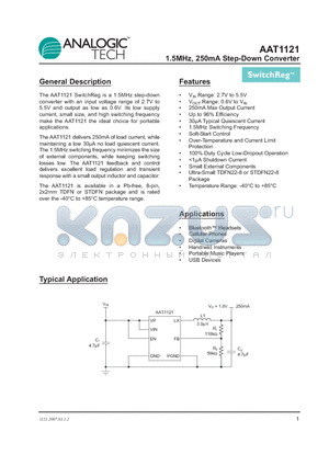 AAT1121 datasheet - 1.5MHz, 250mA Step-Down Converter