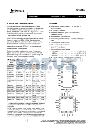 CD82C84A datasheet - CMOS Clock Generator Driver