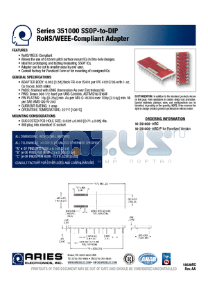 16-351000-11RC datasheet - SSOP-to-DIP RoHS/WEEE-Compliant Adapter