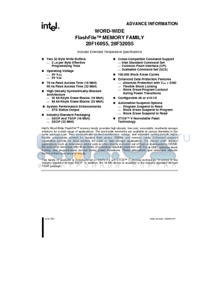 DA28F320S5-110 datasheet - WORD-WIDE FlashFile MEMORY FAMILY