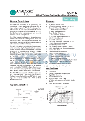 AAT1142ITP-1.8-T1 datasheet - 800mA Voltage-Scaling Step-Down Converter