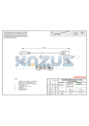 312003-01 datasheet - POWER CORD