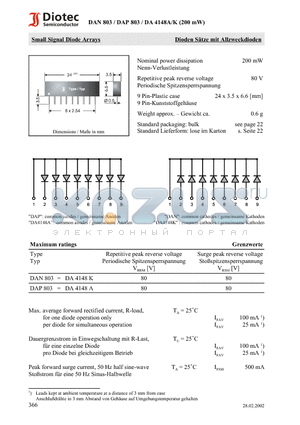 DA4148A datasheet - Small Signal Diode Arrays