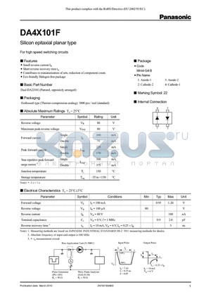 DA4X101F datasheet - Silicon epitaxial planar type