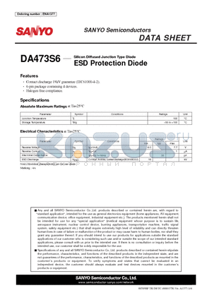 DA473S6 datasheet - ESD Protection Diode