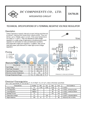 DA79L06 datasheet - TECHNICAL SPECIFICATIONS OF 3-TERMINAL NEGATIVE VOLTAGE REGULATOR