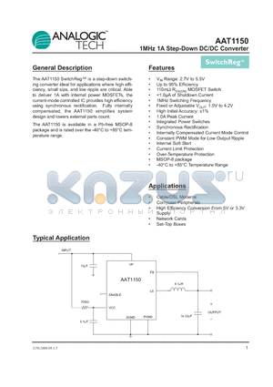 AAT1150IKS-1.0-T1 datasheet - 1MHz 1A Step-Down DC/DC Converter