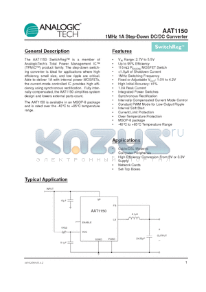 AAT1150IKS-3.3-T1 datasheet - 1MHz 1A Step-Down DC/DC Converter