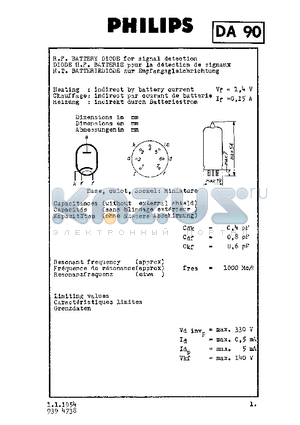 DA90 datasheet - R.F. BATTERY DIODE FOR SIGNAL DETECTION