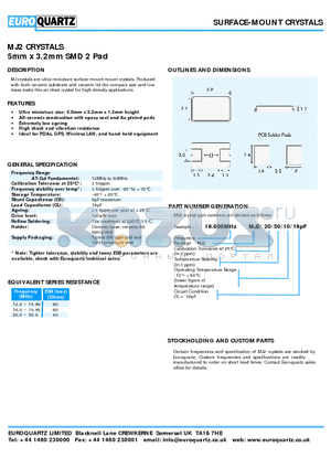 16.000MJ220501016 datasheet - SURFACE-MOUNT CRYSTALS