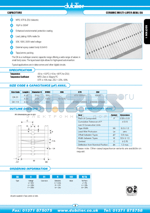 DAA01W103J datasheet - CERAMIC MULTI-LAYER AXIAL DA