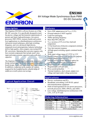 EN5360DI-T datasheet - 6A Voltage Mode Synchronous Buck PWM DC-DC Converter