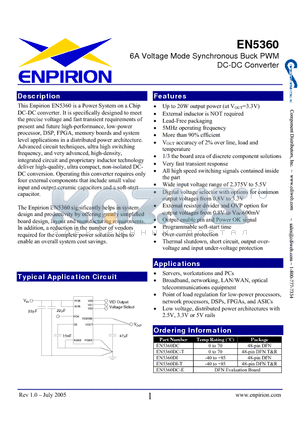 EN5360DC datasheet - 6A Voltage Mode Synchronous Buck PWM DC-DC Converter