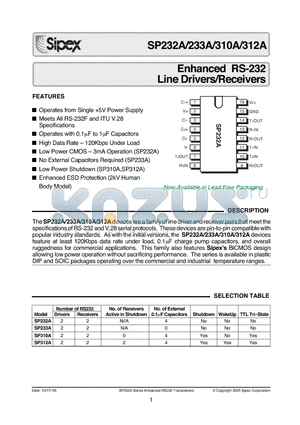 312A datasheet - Enhanced RS-232 Line Drivers/Receivers