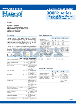 312S12FR datasheet - Single & Dual Output DC/DC Converter