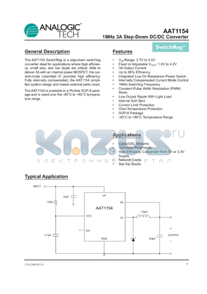 AAT1154IAS-3.3-T1 datasheet - 1MHz 3A Step-Down DC/DC Converter