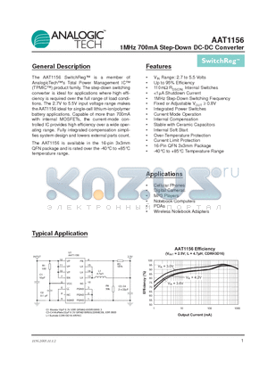 AAT1156IVN-T1 datasheet - 1MHz 700mA Step-Down DC-DC Converter