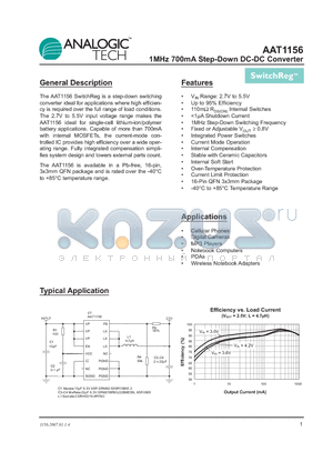 AAT1156_07 datasheet - 1MHz 700mA Step-Down DC-DC Converter