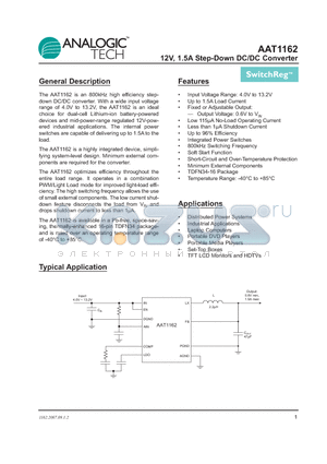 AAT1162IRN-0.6-T1 datasheet - 12V, 1.5A Step-Down DC/DC Converter