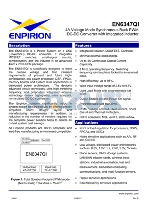 EN6347QI datasheet - 4A Voltage Mode Synchronous Buck PWM DC-DC Converter with Integrated Inductor
