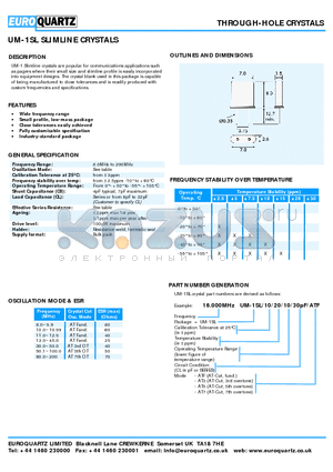 16.00UM-1SL10201030-ATF datasheet - THROUGH-HOLE CRYSTALS