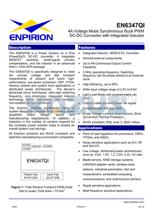 EN6347QI-E datasheet - 4A Voltage Mode Synchronous Buck PWM DC-DC Converter with Integrated Inductor