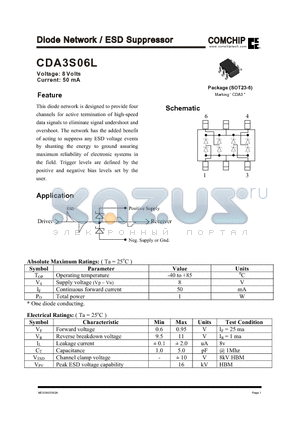 CDA3S06L datasheet - Diode Network / ESD Suppressor