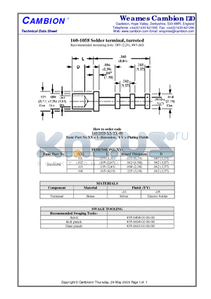 160-1058 datasheet - Solder terminal, turreted