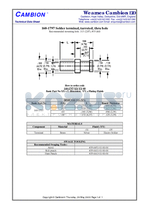 160-1797 datasheet - Solder terminal, turreted, thru hole