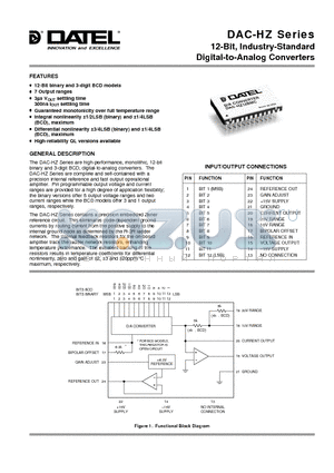 DAC-HZ12BMM-QL datasheet - 12-Bit, Industry-Standard Digital-to-Analog Converters