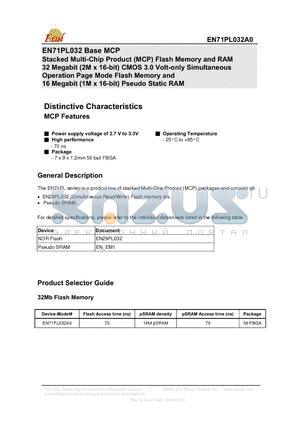 EN71PL032A0-70CWP datasheet - Stacked Multi-Chip Product (MCP) Flash Memory and RAM