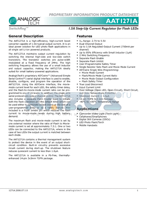 AAT1271A datasheet - 1.5A Step-Up Current Regulator for Flash LEDs