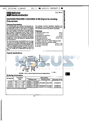 DAC0801 datasheet - 8-BIT DIGITAL-TO-ANALOG CONVERTERS