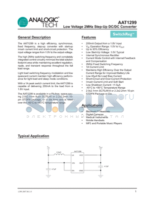 AAT1299IJS-3.3-T1 datasheet - Low Voltage 2MHz Step-Up DC/DC Converter