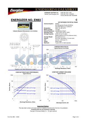 EN93 datasheet - C NOT INTENDED FOR RETAIL TRADE