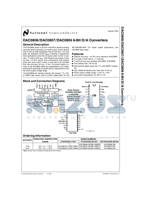 DAC0808LCN datasheet - 8-Bit D/A Converter