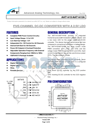 AAT1415A-Q8-T datasheet - FIVE-CHANNEL DC-DC CONVERTER WITH A 2.5V LDO