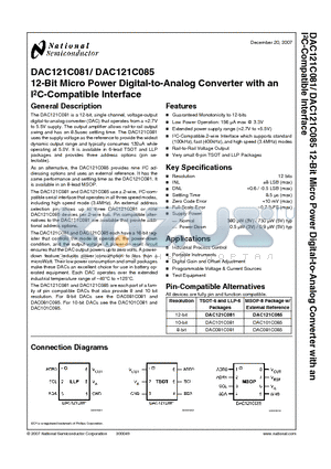 DAC081C081 datasheet - 12-Bit Micro Power Digital-to-Analog Converter with an I2C-Compatible Interface