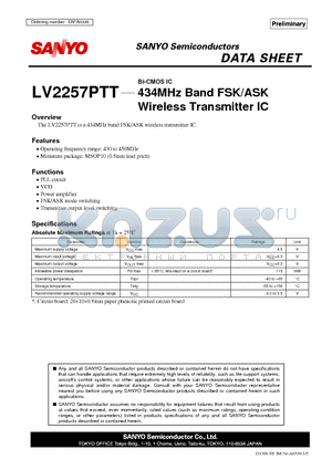 ENA0339 datasheet - Bi-CMOS IC 434MHz Band FSK/ASK Wireless Transmitter IC