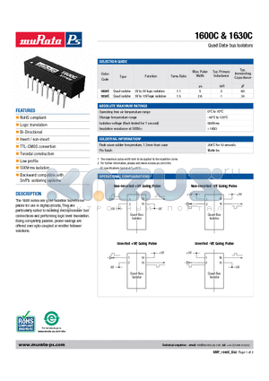 1600C datasheet - Quad Data-bus Isolators