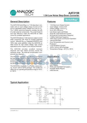 AAT2158 datasheet - 1.5A Low Noise Step-Down Converter