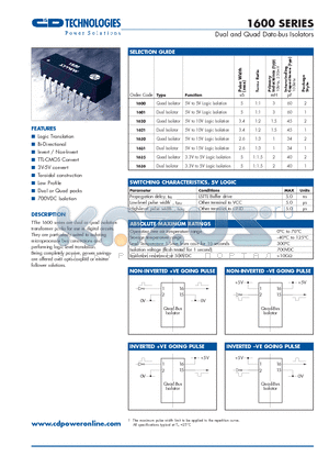 1601 datasheet - Dual and Quad Data-bus Isolators