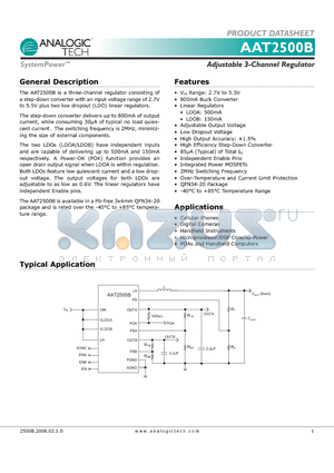 AAT2500B datasheet - Adjustable 3-Channel Regulator