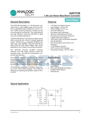 AAT2158IVN-0.6-T1 datasheet - 1.5A Low Noise Step-Down Converter