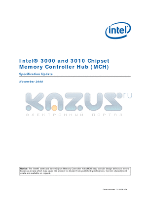 313953-001 datasheet - Intel^ 3000 and 3010 Chipset Memory Controller Hub (MCH)