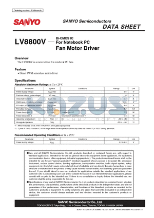 ENA0845A datasheet - For Notebook PC Fan Motor Driver