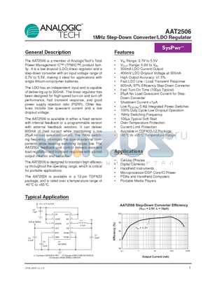 AAT2506 datasheet - 1MHz Step-Down Converter/LDO Regulator