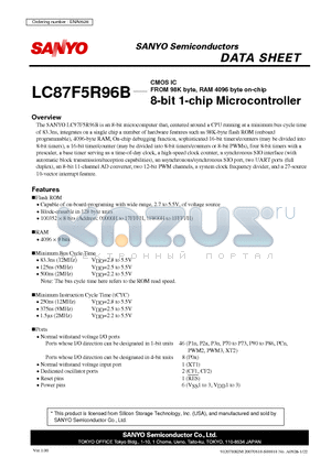 ENA0928 datasheet - CMOS ICFROM 98K byte, RAM 4096 byte on-chip 8-bit 1-chip Microcontroller