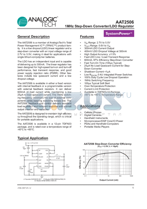 AAT2506IWP-AW-T1 datasheet - 1MHz Step-Down Converter/LDO Regulator