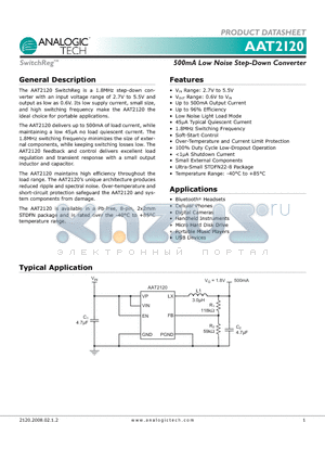 AAT2120 datasheet - 500mA Low Noise Step-Down Converter